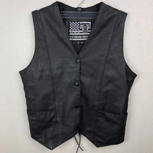 Real Leather motorcycle snap button XS moto Vest